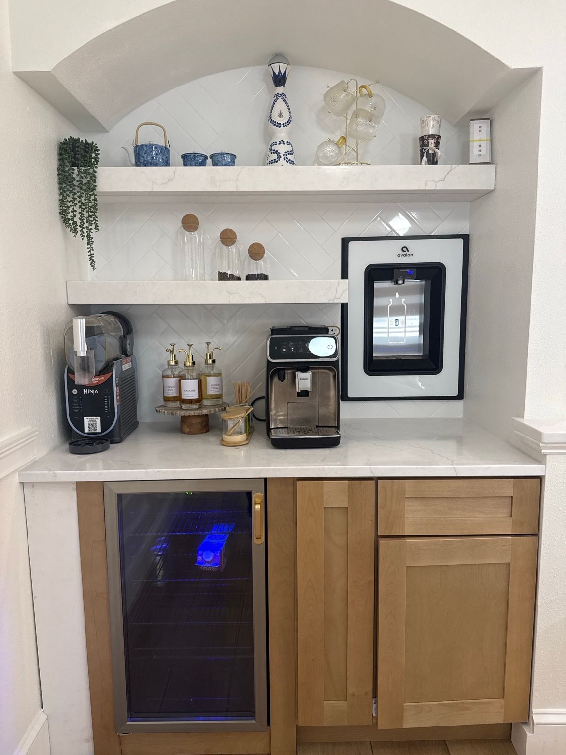 Custom coffee bar in the actual renovated home