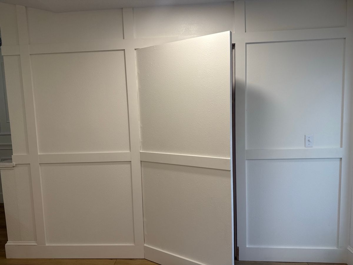Hidden pantry, open, in the actual home