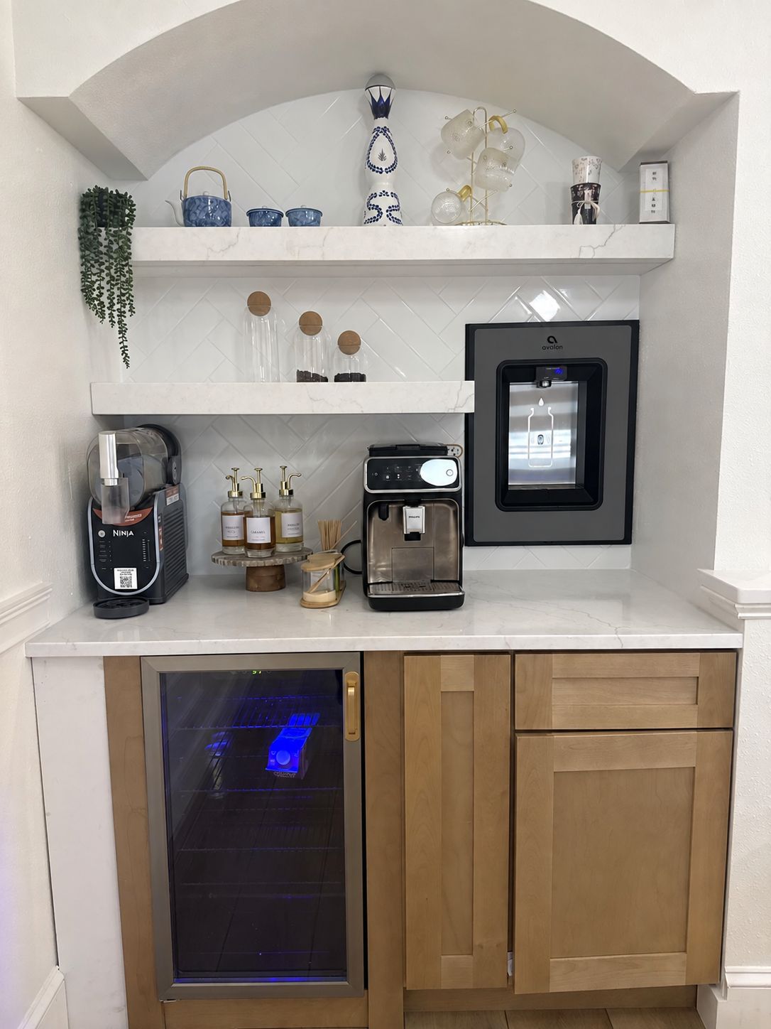 Integrated water dispenser: Charcoal finish, an AI-edited design concept based on this project